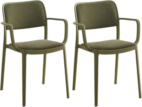 2 st stapelbara uteplatsstolar utomhus med armstöd – perfekt för trädgård, kök, bänkbar eller balkong – lätt platsbesparande päls för inomhus/utomhusbruk