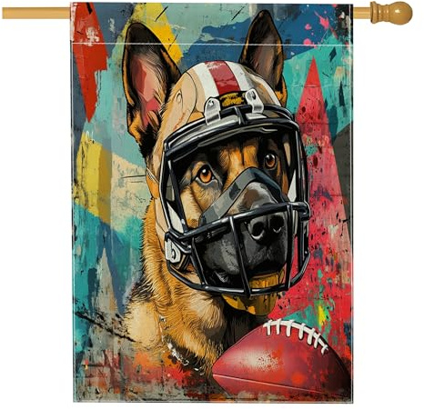 Drapeau belge malinois 71,1 x 101,6 cm double face pour décoration extérieure, football américain, rugby, sport, chiot - Drapeau de maison, motif amusant pour animaux de compagnie