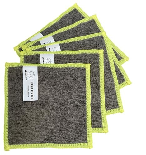 Kirchhoff Brillenputztücher Mikrofaser - 5er-Set - 12x12 cm - Neongelb - Rezyklat