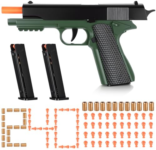Shell Ejecting Toy Gun with Soft Bullets, Outdoor Battle Role Play Toy | 2 mags + 12 shells + 40 bullets ，Safe soft foam darts for age 6+ ，Auto shell ejecting action ，Perfect birthday gift for kids