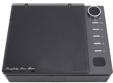 Generic Lettore CD Portatile Bluetooth 5.1 con Radio FM e Telecomando Lettore CD per Desktop Domestico Altoparlante e Trasmettitore Bluetooth Wireless con Batteria da 2600 MAh (BLACK)