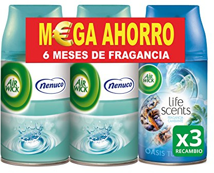 Air Wick Freshmatic Ambientador de Recambio Olor Nenuco y Oasis Turquesa - Pack de 3 x 250 ml - Total 750 ml
