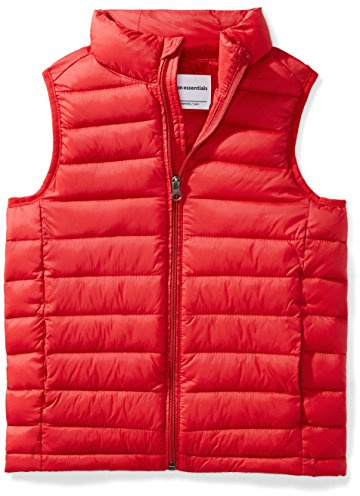 Amazon Essentials Chaleco Acolchado con Capucha. Ligero, Plegable e Impermeable Niño, Rojo, 6-7 años