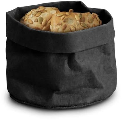 HENDI 429211 Brottaschen, aus Papier, Brotkorb, Hergestellt aus lebensmittelechtem, waschbarem Kraftpapier, 170x170x(H)150mm, Schwarz