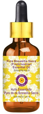 Deve Herbes Pure Boswellia Sacra (Frankincense) Essential Oil (Boswellia sacra) with Glass Dropper 100% Natural Therapeutic Grade Steam Distilled