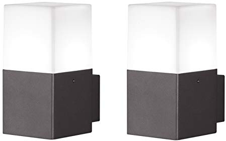 2-er SET eckige Außen-Wandleuchten in Anthrazit aus Aluminium, Höhe 17cm