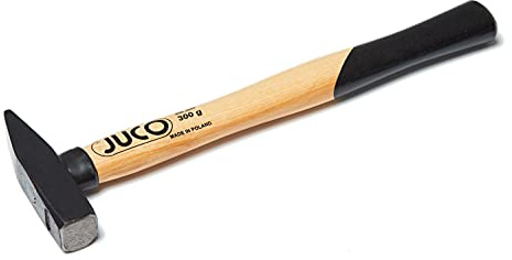 Juco - Martillo de cerrajero LUX, elemento metálico forjado y barnizado en el horno, pieza de trabajo templada por inducción, mango de fresno, pintado en dos colores (300 g)