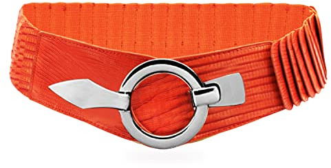 Gloop Damen Taillengürtel Elastischer gürtel 6cm breiter Hüftgürtel silberner Ring