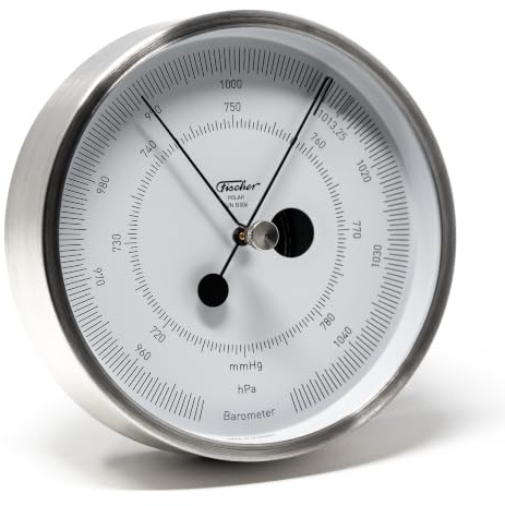 Fischer 1608B-01 - POLAR Barometer - 133mm Druckmessgerät mit Edelstahl-Gehäuse - Luftdruckmesser - Made in Germany