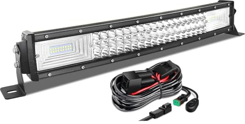 AUXTINGS 56 cm 270W Gebogen LED Lichtleiste Spot Zusatzscheinwerfer Flutlicht Spot LED Arbeitsleuchte mit 12V DT Kabelbaum Kit für JP Pickup Offroad Truck 4X4 ATV Bootsanhänger,wasserdicht