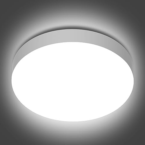 Genatu Bathroom Lights Ceiling IP65 Waterproof, 19W Circular Ceiling Lighting, 126W Equivalent 3,230 lumens 4000K Natural White, Round Ø20CM, Modern LED Ceiling Light for Kitchen, Toilet, Utility Room