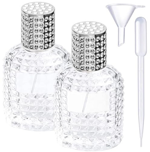 ATB-Foger Bottiglie spray ricaricabili per profumo, nebulizzatore in vetro vuoto, nebulizzatore di profumo in cristallo, arte ananas, flacone di profumo da 30 ml (tappo argento + imbuto + contagocce)