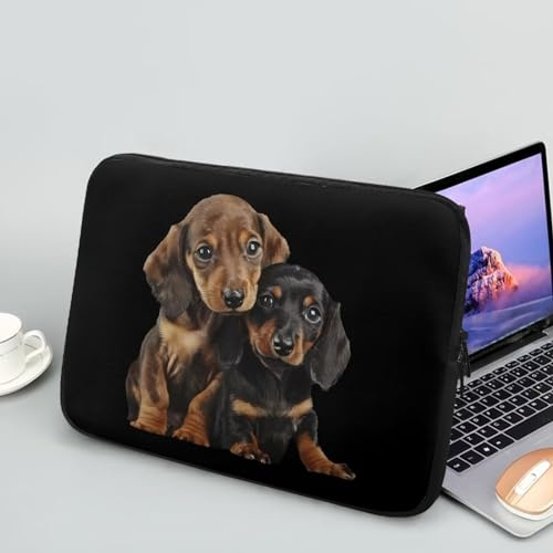 Showudesigns Dachshund Laptop Sleeve Case for Women 15 inch Neoprene Laptop Protector Durable Accessory Bag Gifts Tablet Bag Funny Dog Computer Sleeve Bags Black