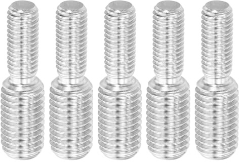PATIKIL M10 x 1.5 auf M14 x 2.0 Doppel Ende Gewindebolzen Schraube, 5 Stück 304 Edelstahl Stangenbolzen Gewinde Reduzieradapter für Möbelbeschläge, 50mm lang