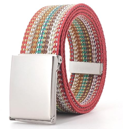 YUEZHAN Gürtel 120Cm Bunte Streifen Canvas Gürtel Für Frauen Jeans Bund Verstellbarer Gürtel Männer Outdoor Reise Taktische Metalls Chnalle Gürtel Leicht Bunt