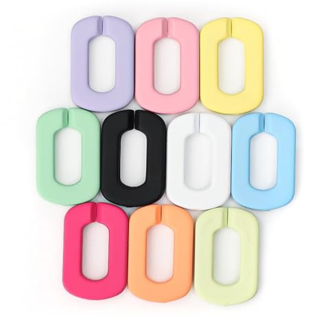 Wisafory Acryl Verbindungsringe 50 Stück Bunt Kunststoff Kettenglieder Schnellverbinder C-Clips Haken Twist Ketten Verbinder Offenen Quick Link-Anschlüsse für DIY Schmuckherstellung Bunt