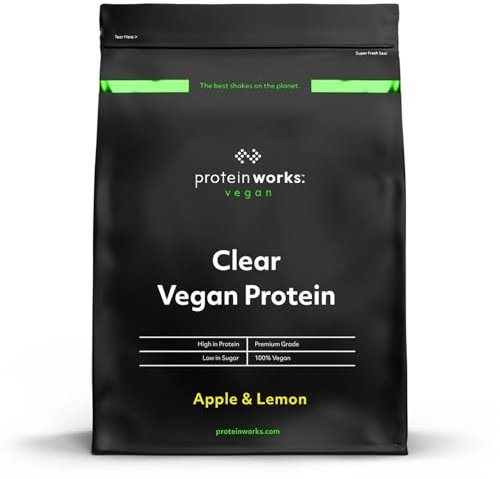 Protein Works - Proteína vegana transparente, bebida refrescante con alto contenido de proteínas, 18 batidos, manzana y limón, 270 g