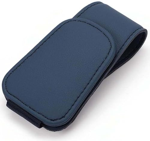Auto Brillenhalter für Audi Q7 2013-2025, Leder Sonnenbrille Halter Sonnenblenden Brillen Visierhalterung Organizer Innenraum Zubehör,D/Blue