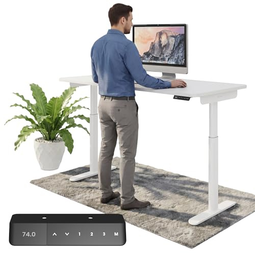 Ergotopia Desktopia One höhenverstellbarer Schreibtisch | elektrischer Schreibtisch höhenverstellbar | Bürotisch höhenverstellbar, Verstellbarer Tisch TÜV-geprüft, 7 Jahre Garantie 138x65 cm