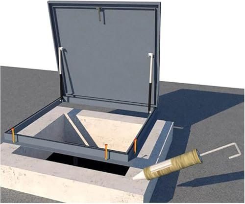 Weatherproof Roof Access Hatch, Loft Hatch Square Roof Steel Security Door with with Pneumatic-Hydraulic Rods, Galvanized Well Access/Escape Hatch Caps for Alleyways Yard,55x55cm