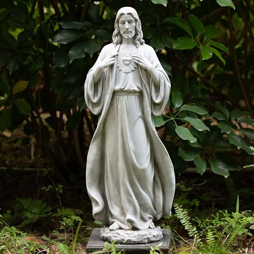 BC Katholische Heilige Herz-Jesus-Statue, 62,2 cm H Jesus Christus Statue für Garten, katholische Statue für Außenbereich, Hof, Terrasse, Rasen, Flur, religiöses Geschenk, handbemalt von Buildclassic | Buildclassic Katholische Outdoor-Statue für Garten, Hof, Terrasse, Rasen, Flur, handbemalt, religiöses Geschenk zum Vatertag
