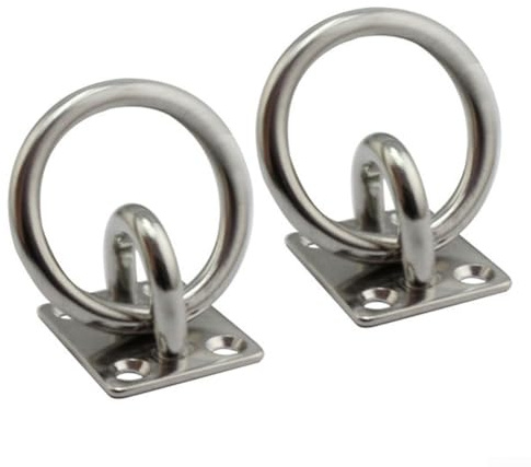 2 piastre in acciaio inox con occhiello, piastra in metallo resistente, piastra con occhiello diamantato per barca con anello per ponte di sartiame (8 mm)