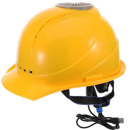 Garneck Bauhelm Mit USB- Schutzhelm Für Heimwerker Und Arbeiten Unter Hitze Klimatisierte Kopfbedeckung Mit Lüftung Für Baustellen Und Outdoor-aktivitäten Gelb