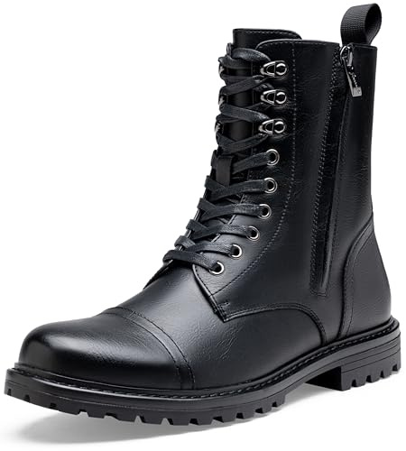Jousen Mens Boots High Top Motorcycle Boots Fashion Zipper Dress Boots for Men (AMY8414 black 13)