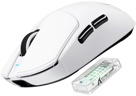 MAMBASNAKE x Attack Shark X8ULTRA 8000Hz 55g Souris Gaming Sans Fil, 42000DPI, PAW3950MAX, Nordic 52840, Convient aux Grandes Main, Revêtement rafraîchissant, BT/2.4G/Filaire, Configuración Web, Blanc