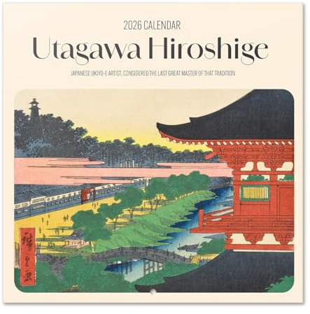 Grupo Erik - Calendrier 2026 Mural Hiroshige - Calendrier Mural 2026 Mensuel Japonais │ Idee Cadeau : Calendriers Muraux │ De Janvier à Décembre : Espace pour notes et Illustrations (30x60 cm)