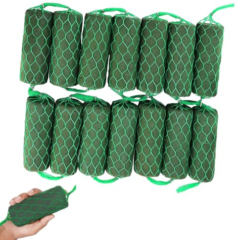 GANILITY 14 Pezzi Ghirlanda Floreale in Schiuma Umida, 5 x 13 cm Spugna per Fiori, Schiuma Decorativa per Composizioni Floreali, Kit di Blocchi di Spugna per Fiori, per Arco, Porta, Tavolo(Verde)