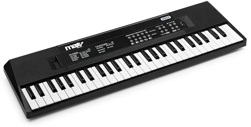 MAX KD54, Clavier Électronique 54 Touches, Idéal Débutants et Enfants, Batterie Rechargeable, 100 Sons et 100 Rythmes, Micro inclus