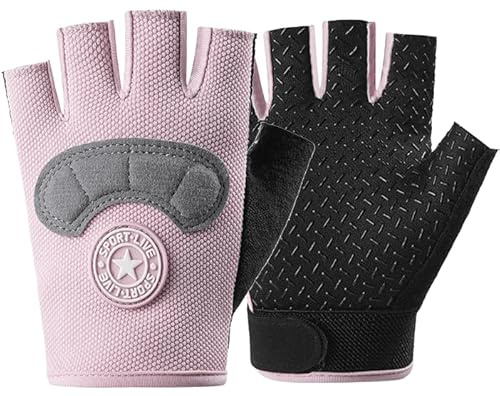 INOGIH Kids Breathable Anti-Slip Fingerless Workout Gym Gloves 3-14 Years for Boys Girls Biking, Camping, Fishing, Outdoor Sports