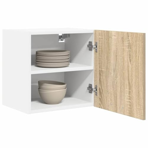 vidaXL Hängeschrank mit Speicher Sonoma-Eiche und Weiß 40 x 31 x 40 cm, Großzügiger Stauraum, Moderne Küchenschränke, robust, rechteckiges Design, clevere Innenorganisation