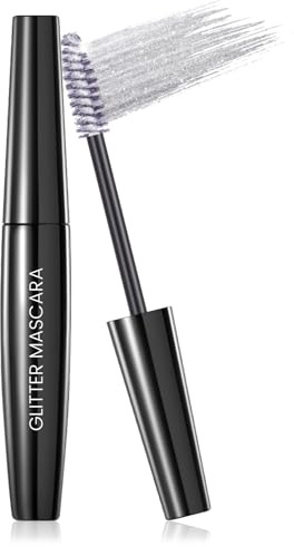 Prreal Silver Glitter Mascara,Quick-dry Diamond Sparkly Eyelashes, Long Lasting Curling Volumizing Mascara Shimmer Eye Makeup,01 Silver