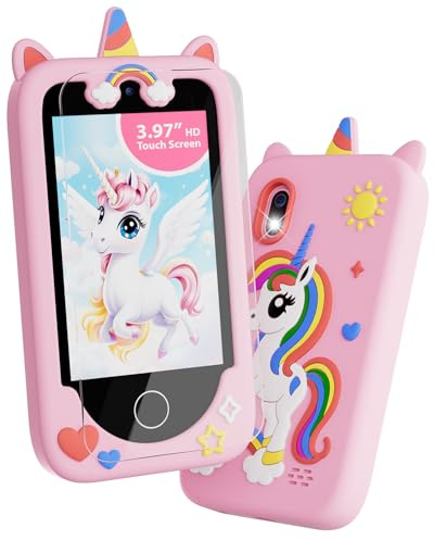 Kids Smart Phone for Girls, Christmas Birthday Gifts for Girls Age 3-10 Kids Toys Cell Phone, 3.97” Touchscreen Toddler Learning Play Toy Phone with Dual Camera