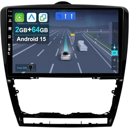 KEC 10.1 [2+64G] Android 15 Bilradio för Skoda Octavia II 2 1Z 2004-2013 med Trådlös Carplay Android Auto Wifi GPS Navi Bluetooth 5.0 FM MirrorLink-Ingår backkamera