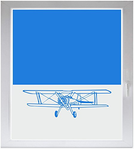 INDIGOS UG Sichtschutzfolie Glasdekorfolie Fensterfolie mit Motiv satiniert Blickdicht - w372 Doppeldecker Flugzeug Flieger - 1000 mm Länge - 500 mm Höhe Viereck - selbstklebend - matt