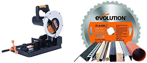 Evolution Power Tools Build RAGE4 Multi-Purpose Chop Saw, 185 mm, 110 V with RAGE Multi-Purpose Carbide-Tipped Blade, 185 mm