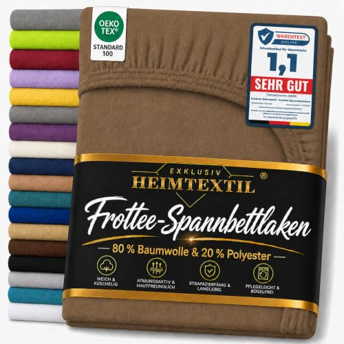 EXKLUSIV HEIMTEXTIL Sábana bajera de rizo, marca premium, 90-100 x 200 cm, color marrón chocolate