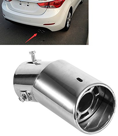 Edelstahl Universal Auspuff Endrohr Rundes Silbernes EVGATSAUTO für die meisten Autos mit gebogenem Auspuffrohrdurchmesser 38 mm bis 53 mm