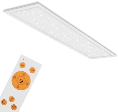 BRILONER - LED Panel, LED Deckenlampe inkl. Sternendekor, Deckenleuchte dimmbar, Farbtemperatursteuerung (CCT), inkl. Fernbedienung, 36 Watt, 3.800 Lumen, Wohnzimmer, 1195x295x65mm (LxBxH), Weiß
