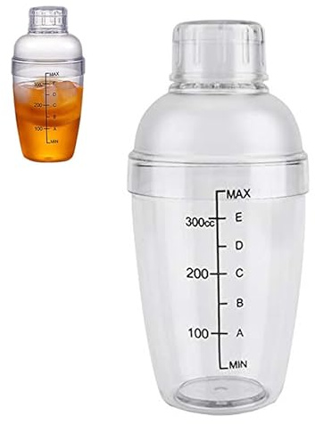 Coctelera - Antifugas Transparente PC Resina Boston Coctelera Mezclador Plástico con medida Bartender Tool para Milk Tea Bar Home Cocktail Lovers(300ml)