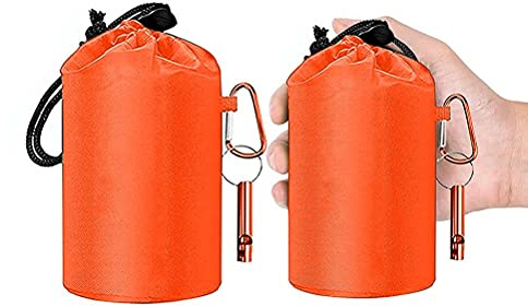 Nödsovsäck, 2 stycken PE-aluminiumfolie lätt överlevnadssovsäckar vattentät nödsituationssvamp sovsäck med visselpipa för camping, vandring, backpacking