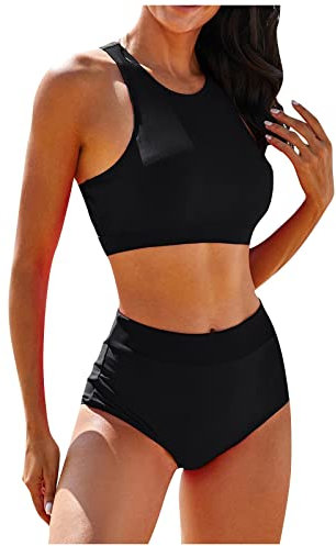 Bikini Damen Set Tankini Bikinioberteile Sport High Waist Bikini Zweiteilig Bademode Imprimer Badeanzug Mit Tankini Oberteil