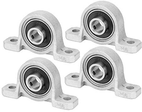 HiPicco Pillow Block Bearing, 4Pcs KP08 Flange Mounted Pillow Bearings - Bore 8mm/0.31 ID Self Alignment Zinc Alloy Plummer Block Bearing for Diameter 8mm Linear Shaft Rod
