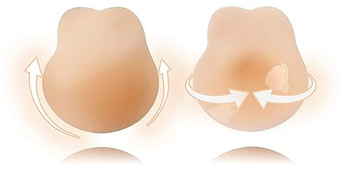 mhinese Bunny Sticky Bra Push up for Women, Reusable Strapless Silicone Push Up Adhesive Bra for Daily Wear, Swimwear. (Beige - E/F Cup Bunny), S-XXL (RB01)