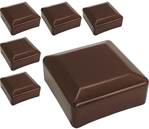 SKIR'CO 6 tapas cuadradas para postes de valla, 80 x 80 mm, color marrón RAL 8028