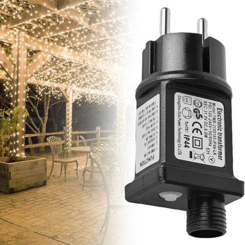 Aicharynic Fuente de alimentación LED de 31 V, con función de memoria y temporizador, controlador de transformador LED de 8 modos, conector IP44, adaptador de repuesto de 6 W