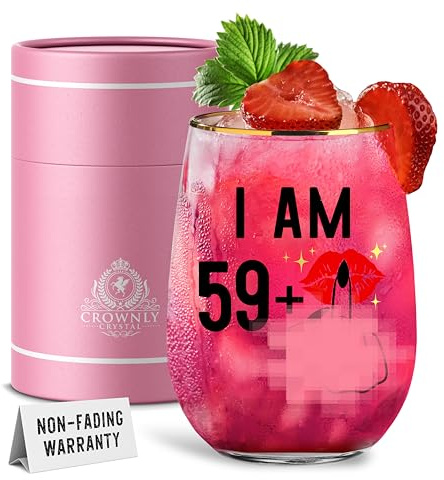 CROWNLY CRYSTAL® Regalo Copas De Vino Personalizadas Mujer Cumpleaños Copas Gin Tonic Madre Jubilación